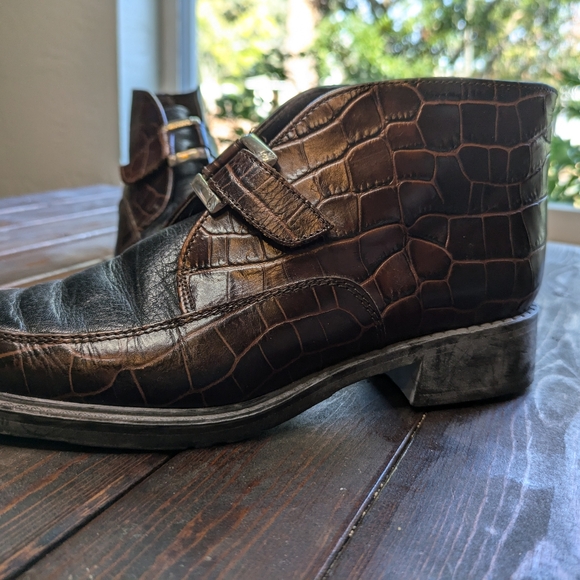 Vintage Brighton Kismet Brown Leather Ankle Boots Bootie Shoe Size 6 Buckle - Picture 3 of 10
